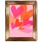 Pink Colourful Heart Balloons print in Copper Glossy Frame