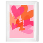 Pink Colourful Heart Balloons print in White Glossy Frame