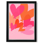 Pink Colourful Heart Balloons print in Black and silver Frame