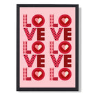 Retro Patterned Lots of LOVE  print in Black Wooden Frame