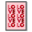 Retro Patterned Lots of LOVE  print in Dark Grey Wooden Frame