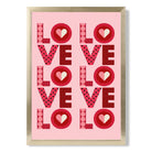 Retro Patterned Lots of LOVE  print in Gold Wooden Frame