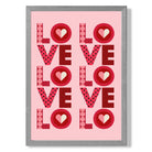 Retro Patterned Lots of LOVE  print in Light Grey Wooden Frame