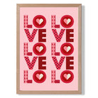 Retro Patterned Lots of LOVE  print in Light Oak Wooden Frame