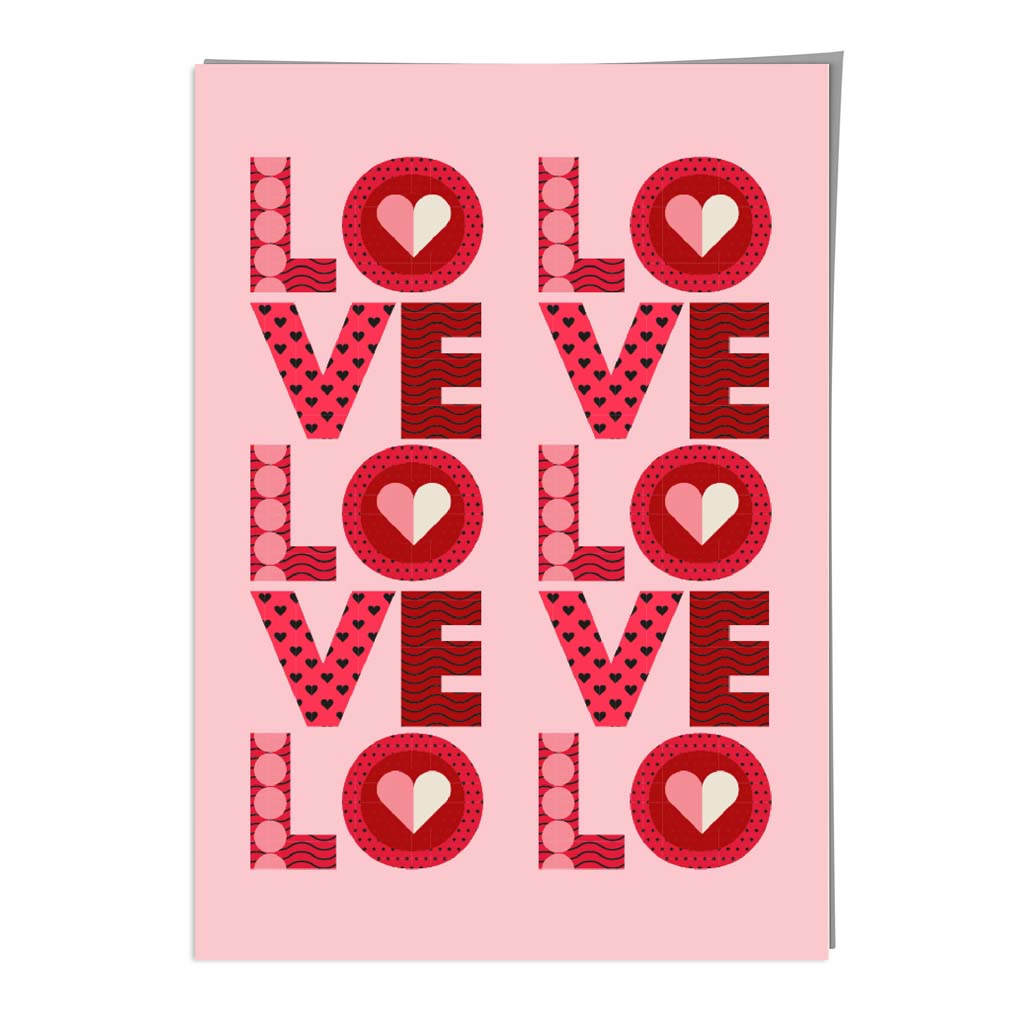 Retro Patterned Lots of LOVE  Wall Art Print