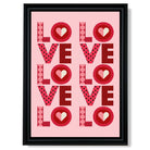 Retro Patterned Lots of LOVE  print in Black Scoop Frame