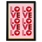 Retro Patterned Lots of LOVE  print in Black and Gold Frame