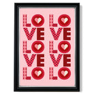 Retro Patterned Lots of LOVE  print in Black and silver Frame