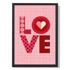 Retro Patterned LOVE  print in Black Wooden Frame