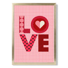 Retro Patterned LOVE  print in Gold Wooden Frame