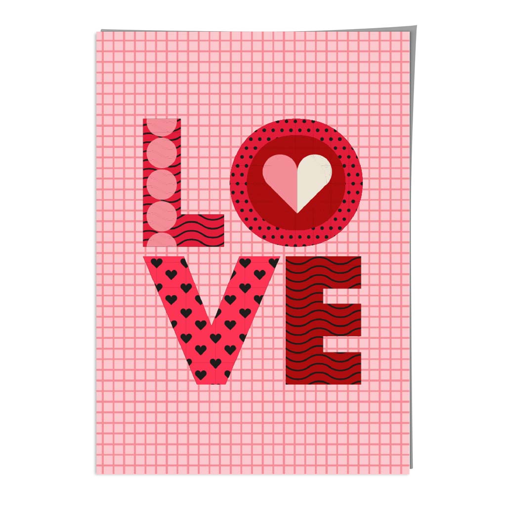 Retro Patterned LOVE  Wall Art Print