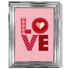 Retro Patterned LOVE  print in Chrome Glossy Frame