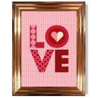 Retro Patterned LOVE  print in Copper Glossy Frame