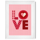 Retro Patterned LOVE  print in White Glossy Frame