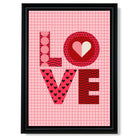 Retro Patterned LOVE  print in Black Scoop Frame