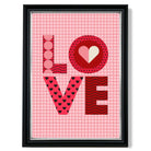 Retro Patterned LOVE  print in Black and silver Frame