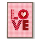 Retro Patterned LOVE  print in Walnut Wooden Frame