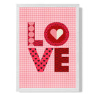 Retro Patterned LOVE  print in White Wooden Frame