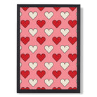 Retro Patterned Hearts print in Black Wooden Frame