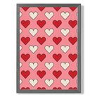 Retro Patterned Hearts print in Dark Grey Wooden Frame