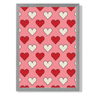 Retro Patterned Hearts print in Light Grey Wooden Frame