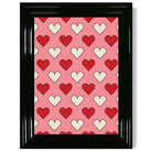 Retro Patterned Hearts print in Black Glossy Frame