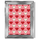 Retro Patterned Hearts print in Chrome Glossy Frame