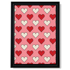 Retro Patterned Hearts print in Black Scoop Frame