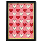 Retro Patterned Hearts print in Black and Gold Frame