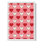 Retro Patterned Hearts print in White Wooden Frame