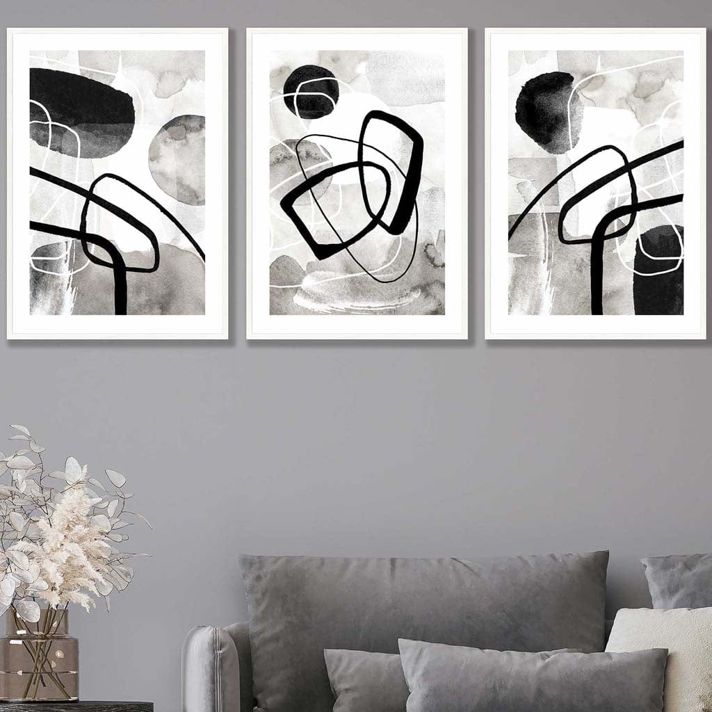 Abstract Black and Grey Shapes Wall Art Prints
