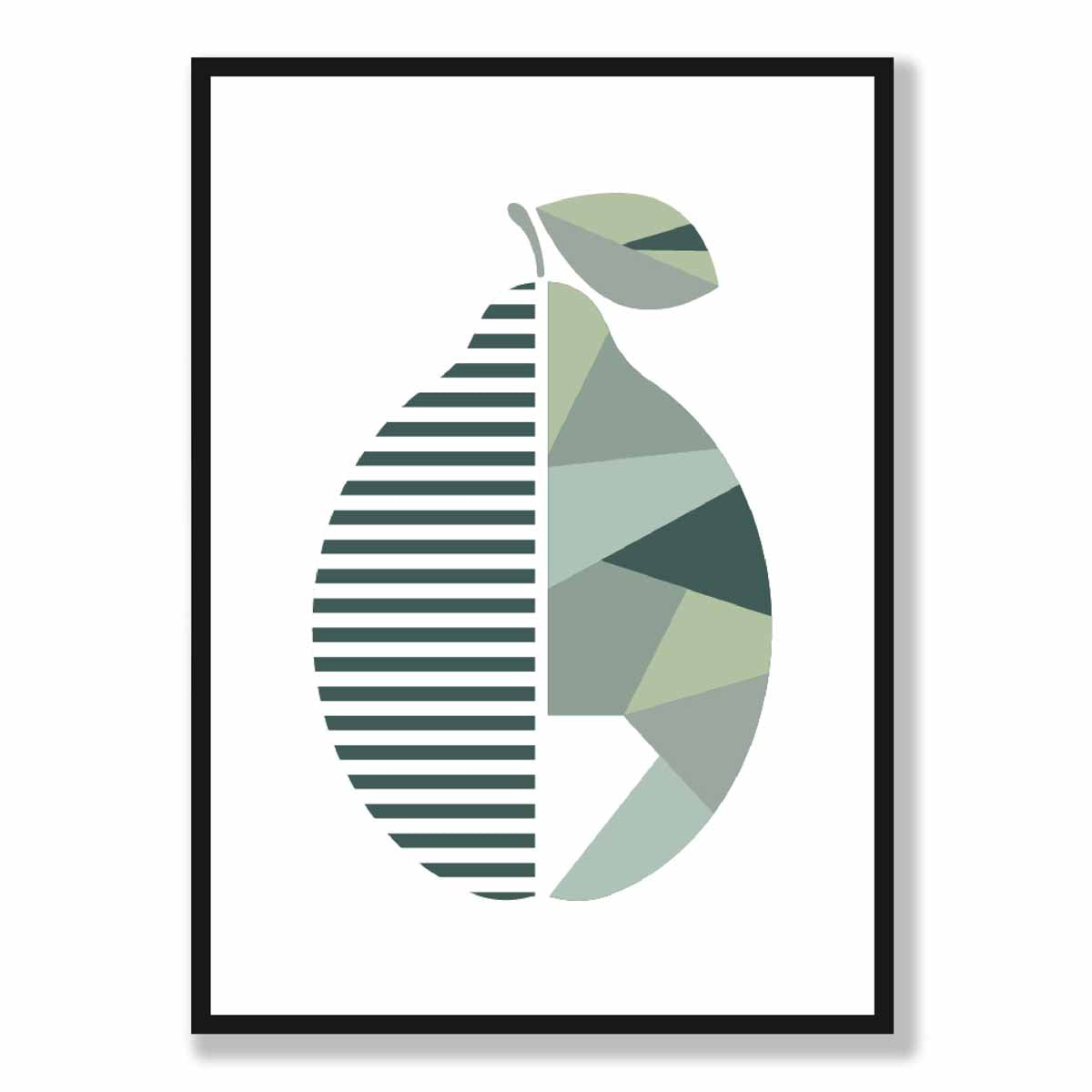 Geometric Fruit Poster of a Lemon in Sage green