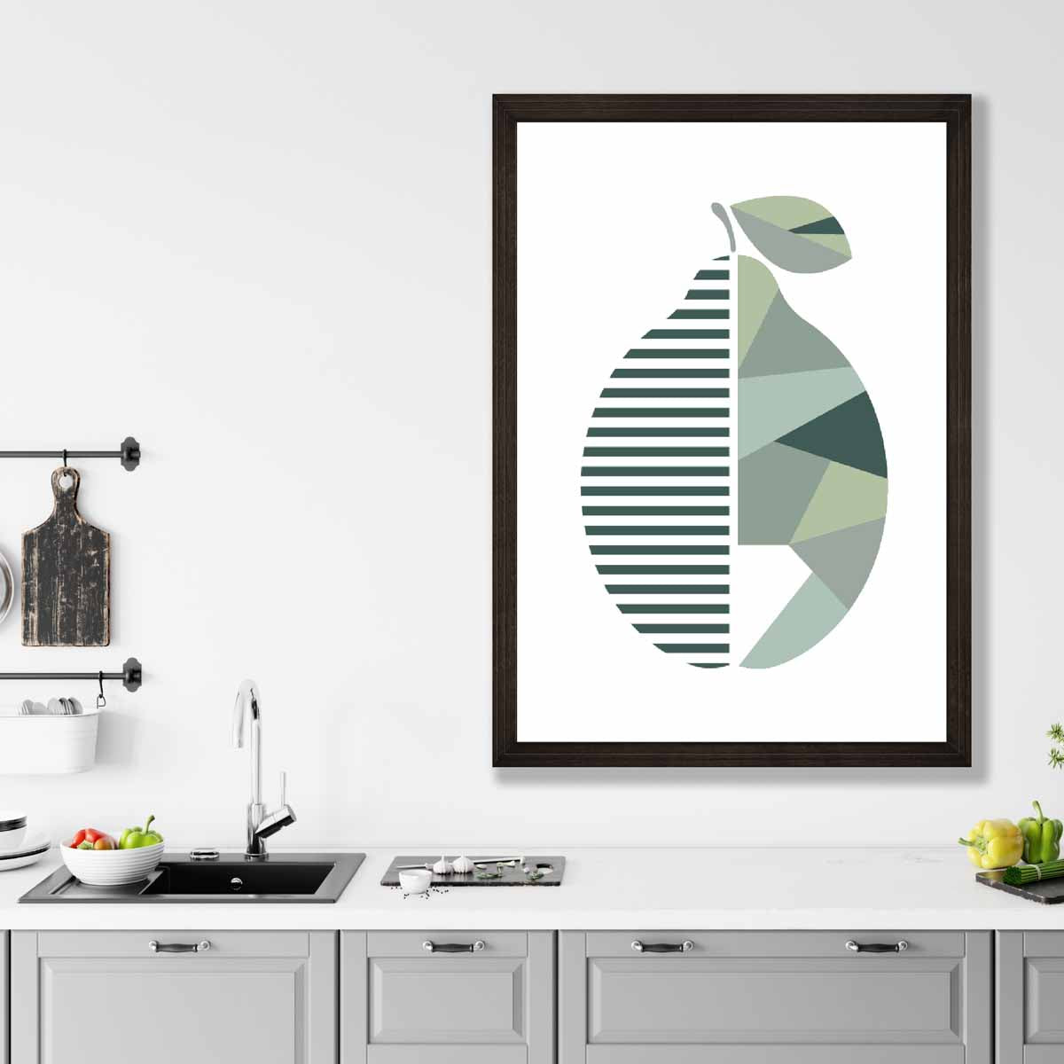 Geometric Fruit Poster of a Lemon in Sage green