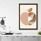 Geometric Fruit Poster of an Apple in Green Orange Yellow