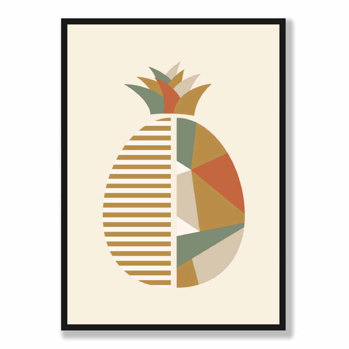 Geometric Fruit Poster of a Pineapple in Green Orange Yellow