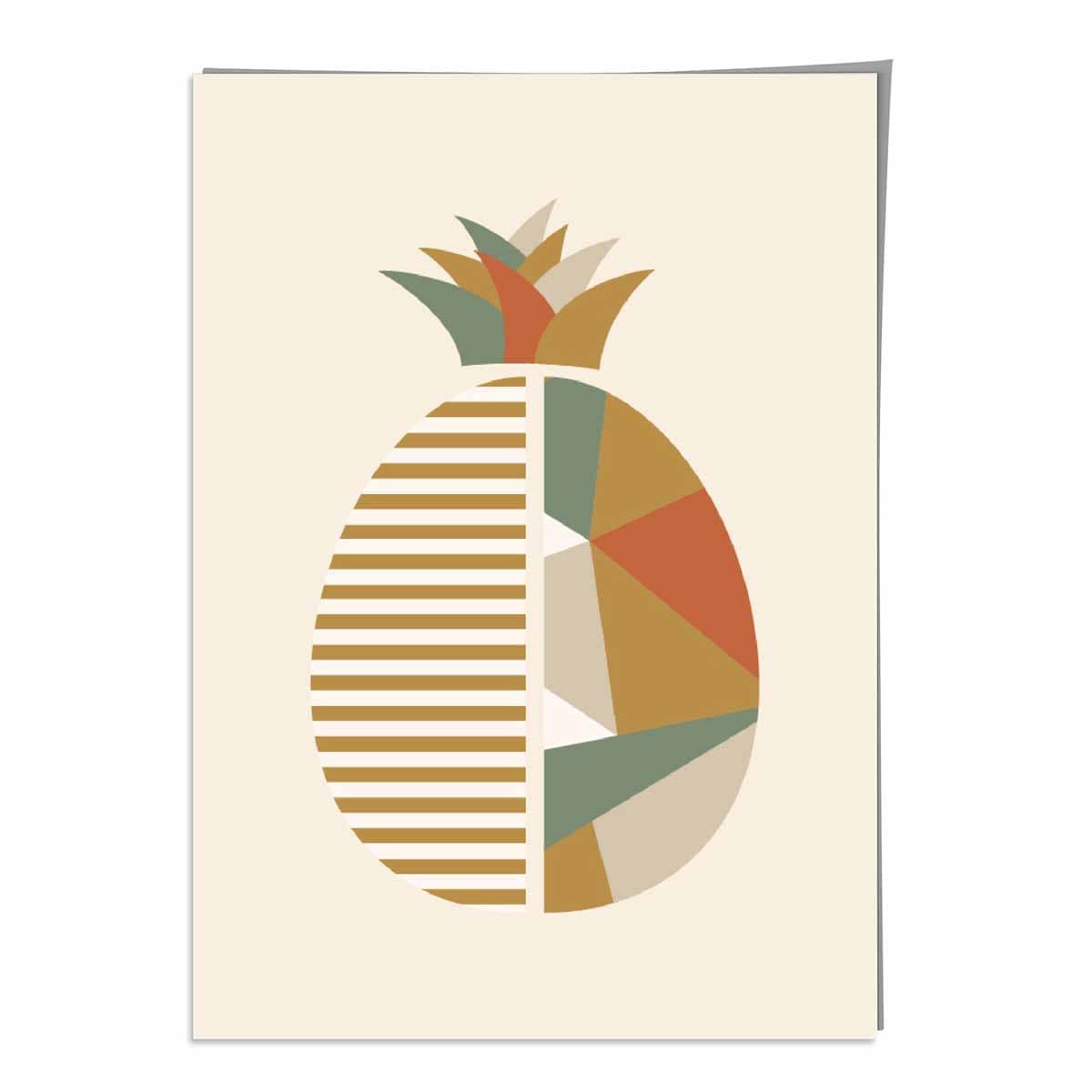 Geometric Fruit Poster of a Pineapple in Green Orange Yellow