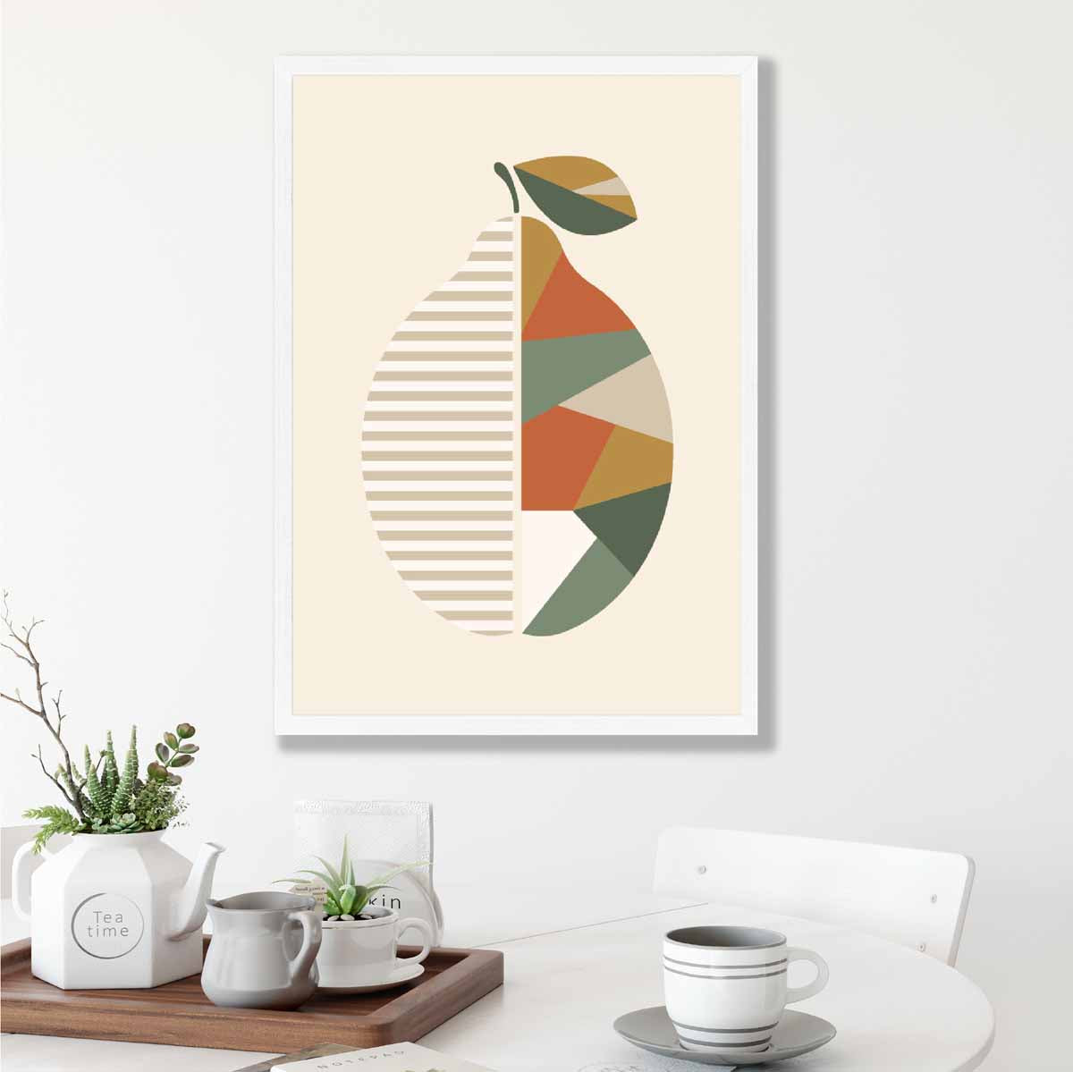 Geometric Fruit Poster of a Lemon in Green Orange Yellow