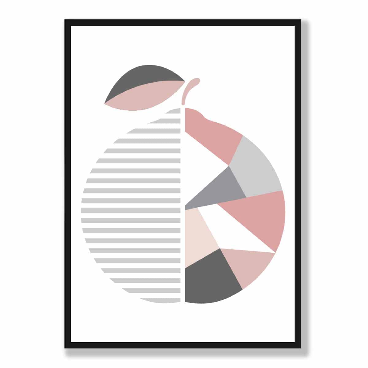 Geometric Fruit Poster of an Orange in Blush Pink Grey