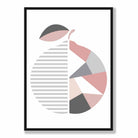 Geometric Fruit Poster of an Orange in Blush Pink Grey