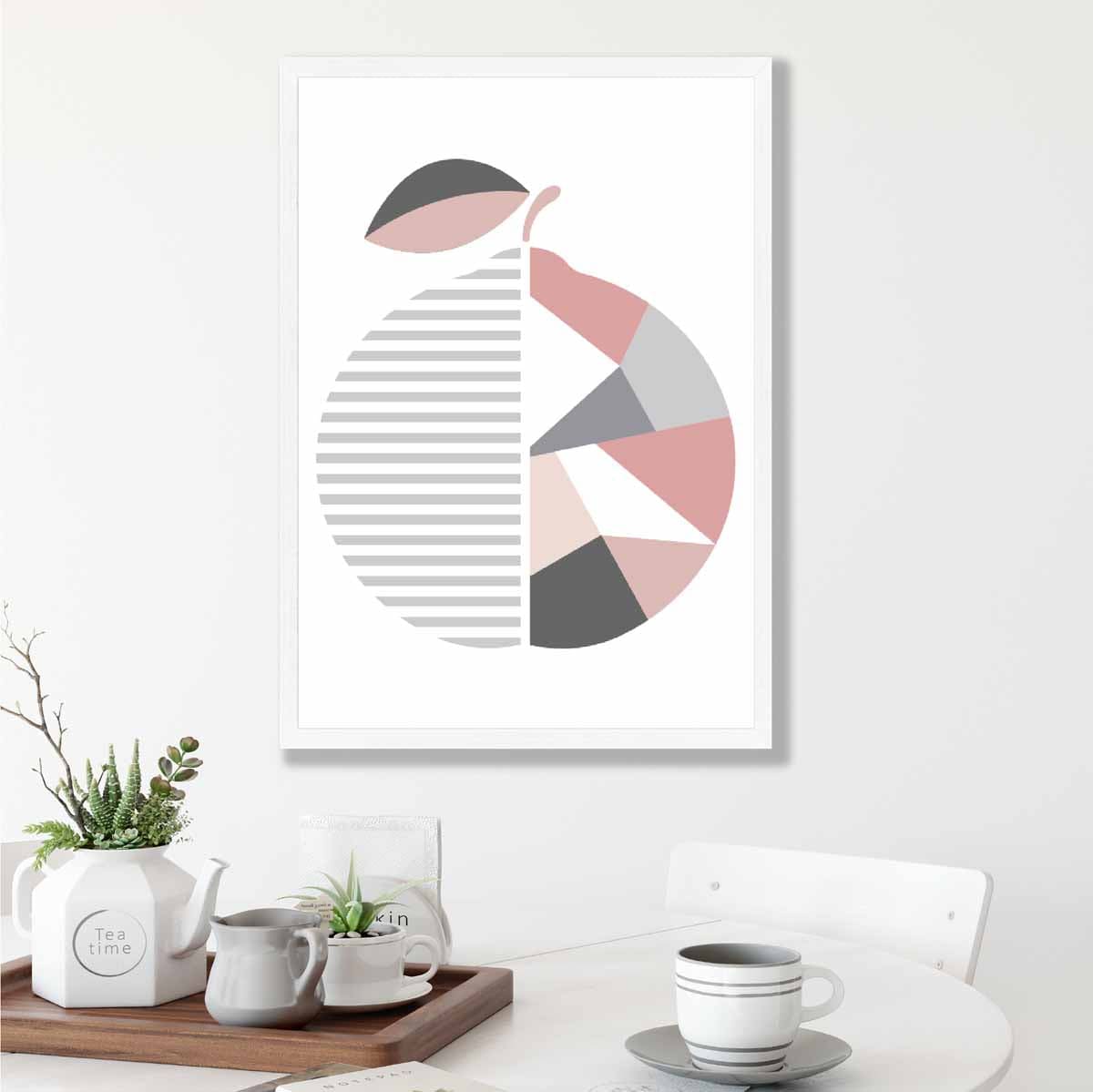 Geometric Fruit Poster of an Orange in Blush Pink Grey