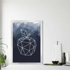 Geometric Fruit Poster Line Art of Apple on Navy Palms