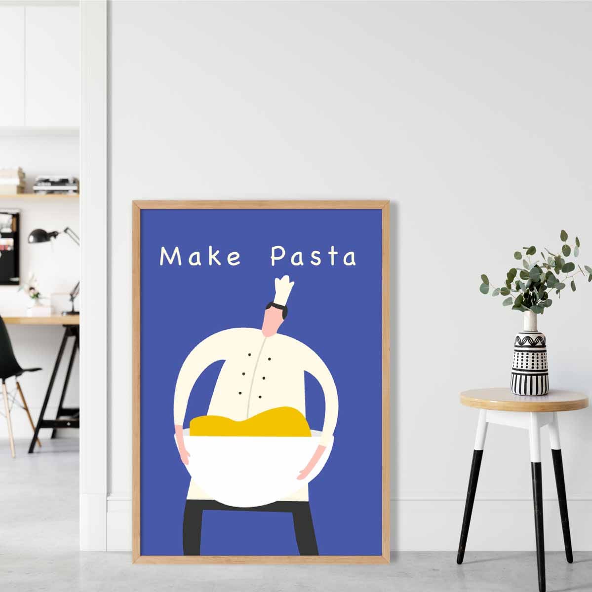 Kitchen Poster Quote Make Pasta Chef in Blue