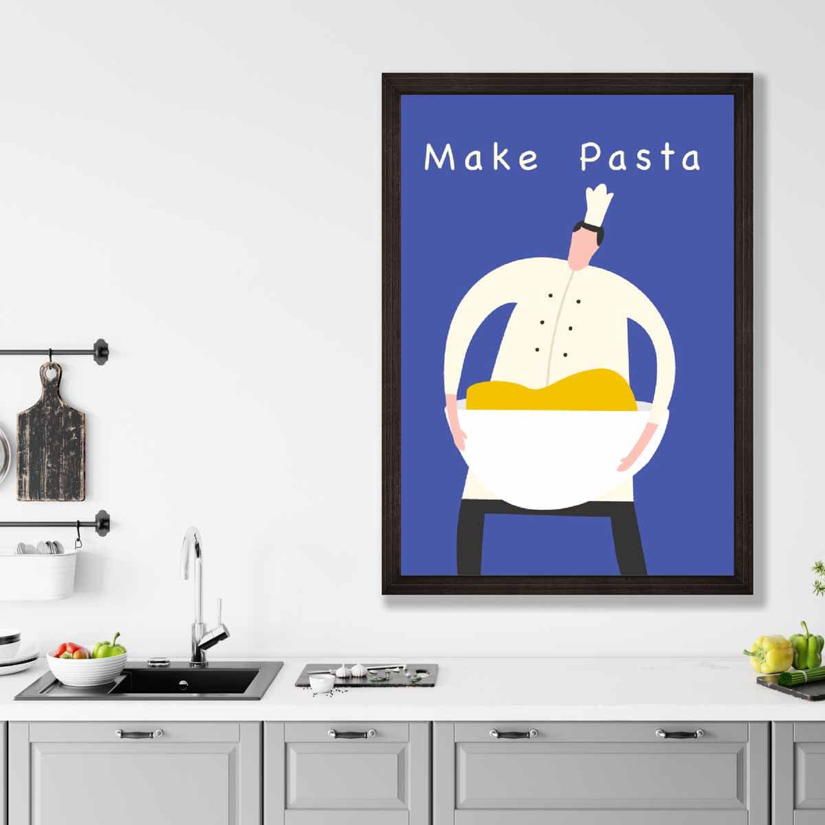 Kitchen Poster Quote Make Pasta Chef in Blue