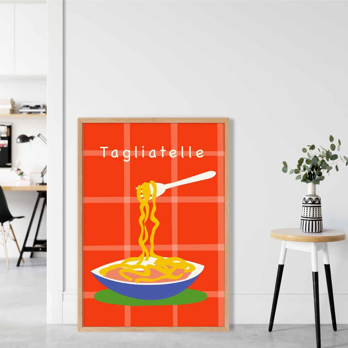 Kitchen Poster Quote Tagliatelle in Red