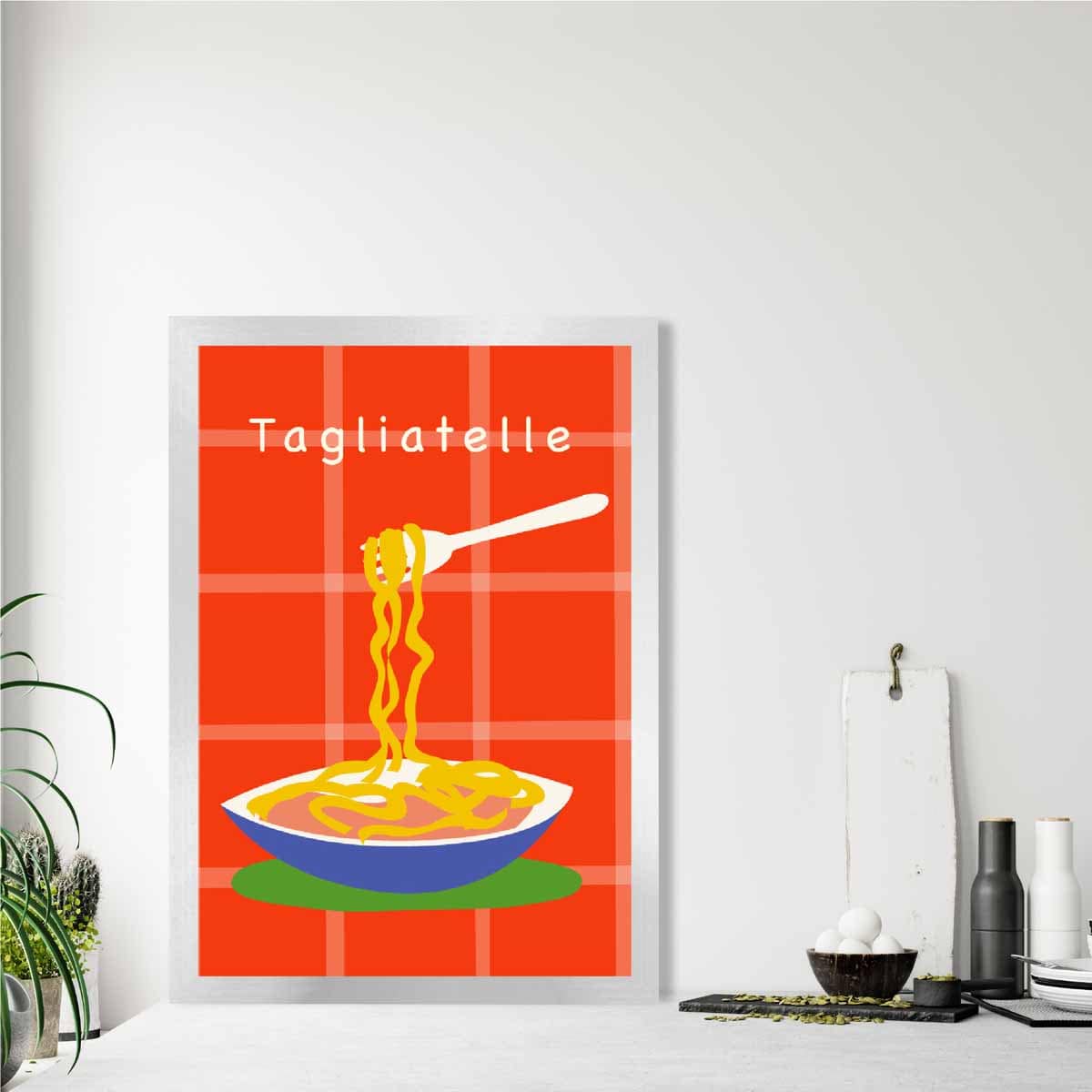 Kitchen Poster Quote Tagliatelle in Red