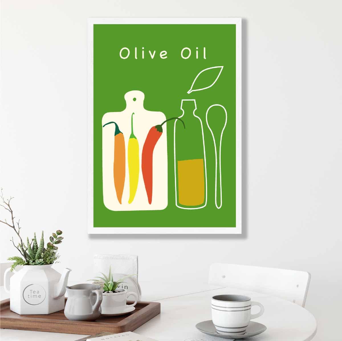 Kitchen Poster Quote Olive Oil in Green