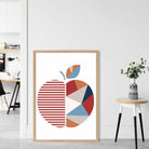 Geometric Fruit Poster of an Apple in Red Orange Blue