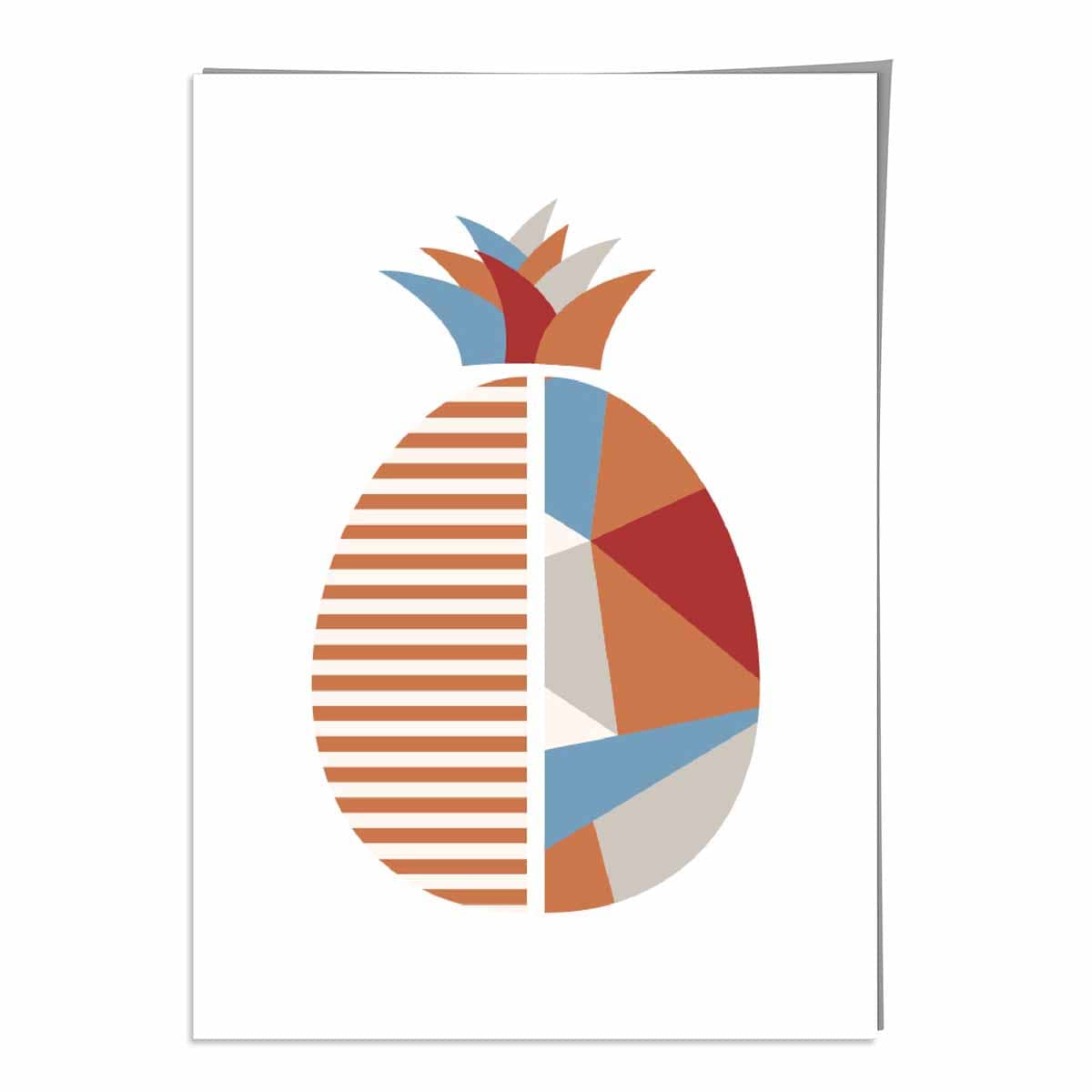 Geometric Fruit Poster of a Pineapple in Red Orange Blue