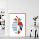 Geometric Fruit Poster of Strawberry in Red Orange Blue