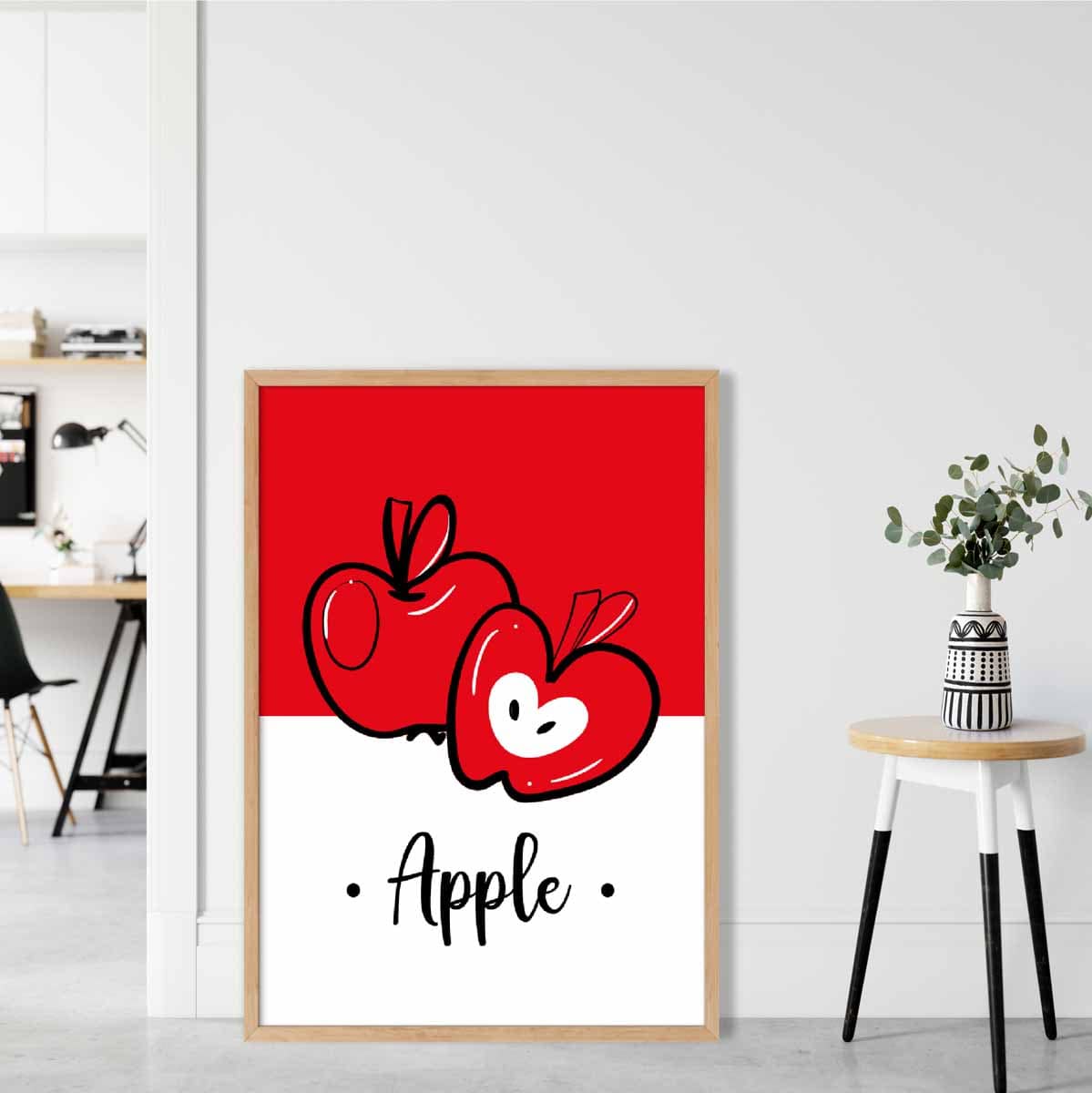 Sketch Fruit Poster of Apples in Red